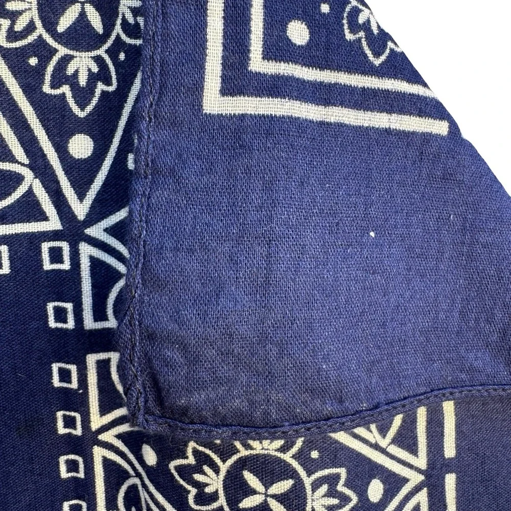 Vintage Navy Blue Cotton Bandana Made in USA Fast Color RN 13960 Geometric Print